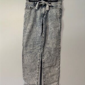 SO High Rise Stylish Acid Wash Jeans with Tie Waist